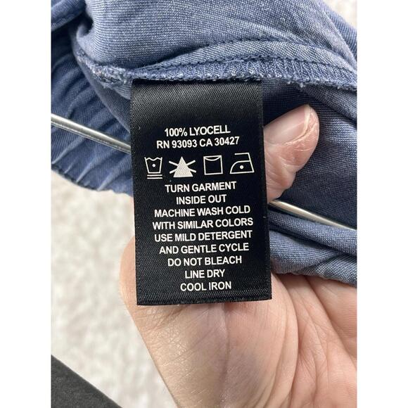 NIC+ZOE Pants Women's Size Medium Blue Wide Leg Pull On Pockets Lyocell Chambray - Picture 9 of 9